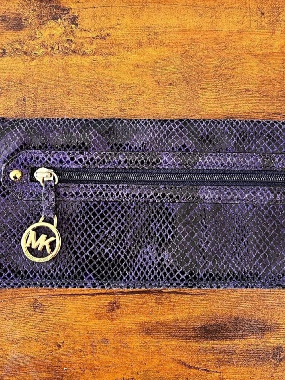 Michael Kors Indigo Blue/Purple Snakeskin Print Wristlet